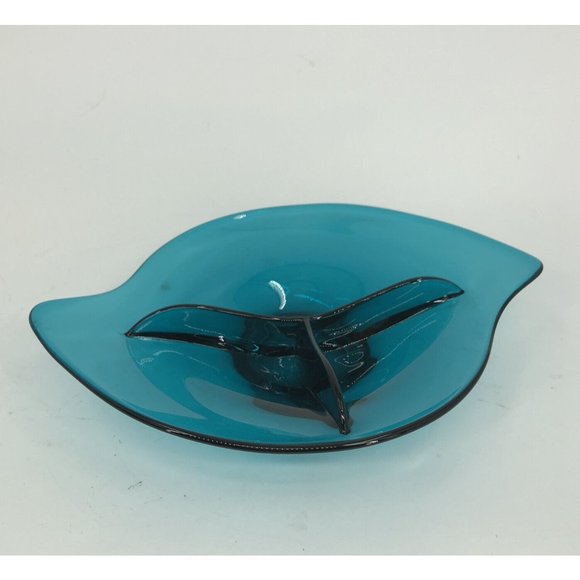 Viking MCM Atomic Glass Teal Bluetique Epic 3 Section Divided Relish Dish 1957 - Picture 8 of 8